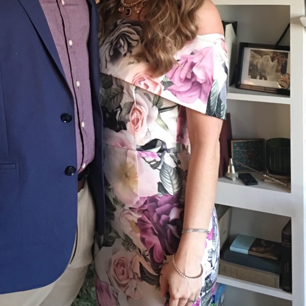 Floral off the shoulder midi dress